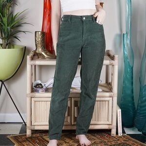 BDG green corduroy slim fit tapered pants high rise mom 26